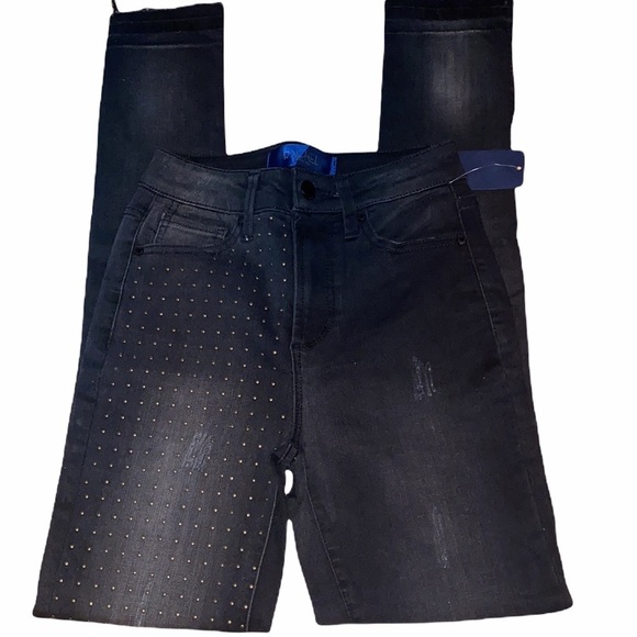 RACHEL ROY COLLECTION Studded Raw Hem Skinny Jeans - Picture 2 of 9